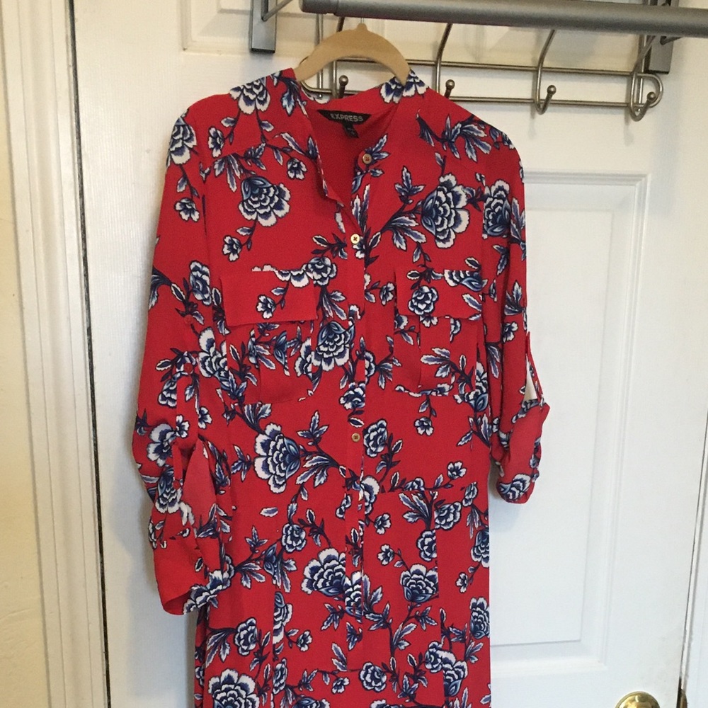 Red floral dress-Express